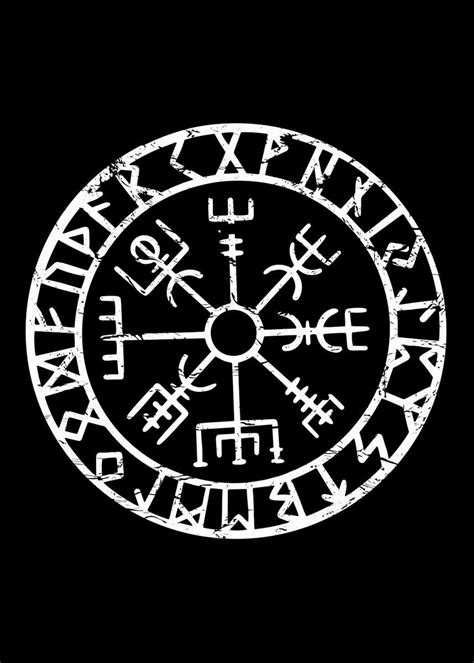 Viking Compass Vegvisir Poster By Luckydudeshirts Displate In 2021