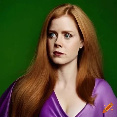 amy adams getting her hair trimmed by a stylist with a purple cape