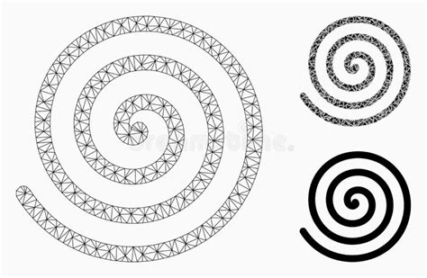 Spiral Vector Mesh Wire Frame Model And Triangle Mosaic Icon Stock