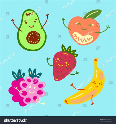 Vector Collection Cute Fruits Funny Fruit Stock Vector Royalty Free 1781054195 Shutterstock