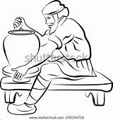 Potter Wheel Potters Coloring Illustration Vector Shutterstock Drawing sketch template