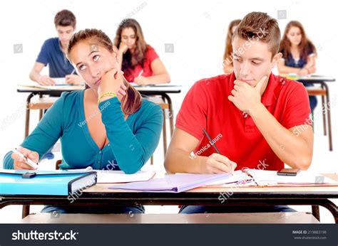 Teenage Boy Reading Books Isolated White Stock Photo 219883198