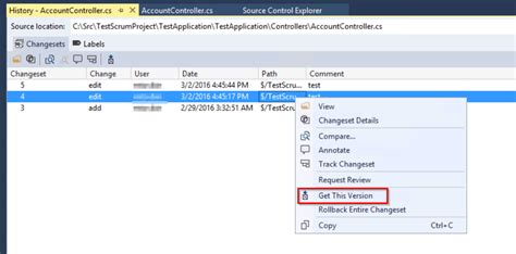 Visual Studio Tfs Check Out Specific Version Make Changes Check In