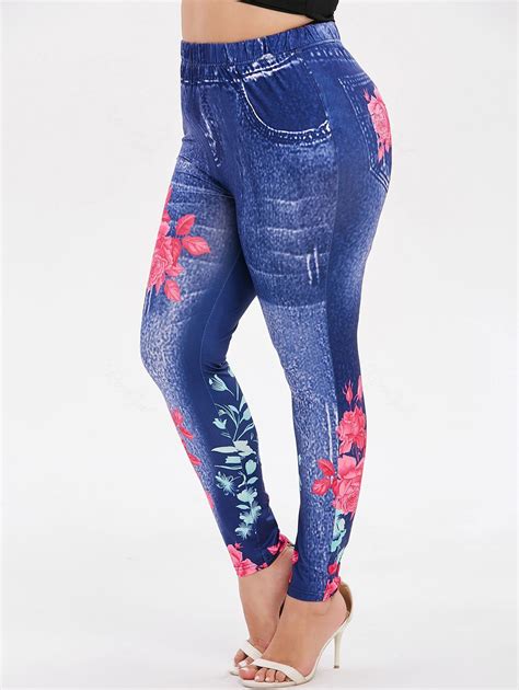 Off High Waisted Floral Plus Size Leggings Rosegal
