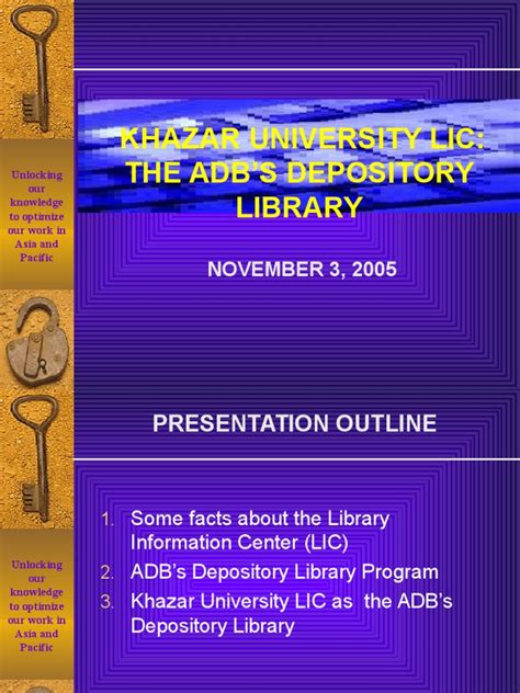 Khazar University Lic The Adbs Depository Library November 3 2005