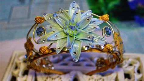 Flower Tiara With Polymer Clay Lotus Leaves With Gold Leaf 23 Ct Diy