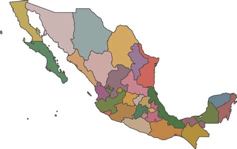 Mapa De México Con División Política Sin Nombres 2022