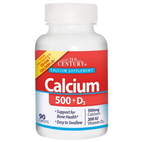 Calcium 500 D3 500 Mg 200 Iu 90 Caplets By 21st Century