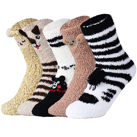 5 Pairs Winter Socks For Women Warm Winter Socks Coral Fleece Crew