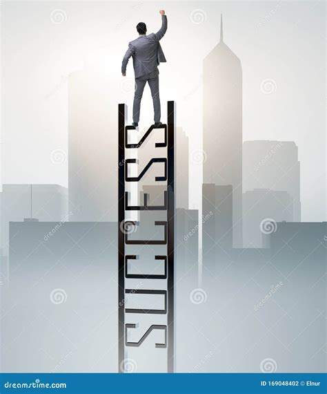 Businessman Climbing The Career Ladder Of Success Stock Photo Image