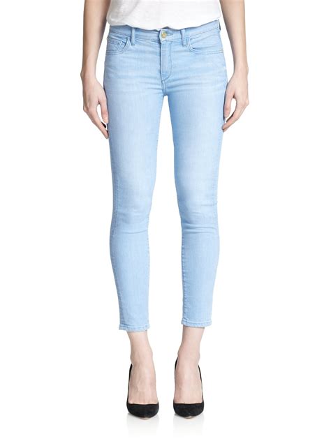 Lyst Madegold Low Rise Cropped Skinny Jeans In Blue