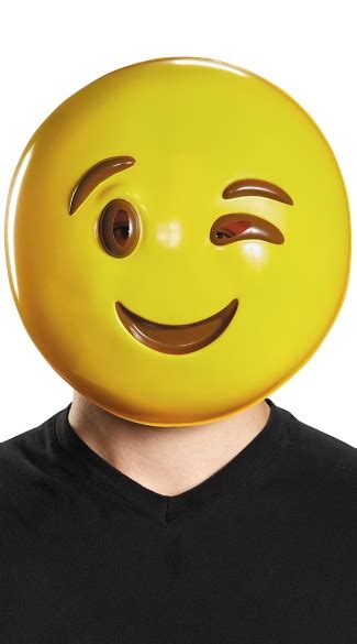 Wink Emoji Mask Halloween Mask Yellow Happy Face Mask