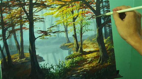 Acrylic Landscape Painting Tutorial Autumn In Forest By Jm Lisondra