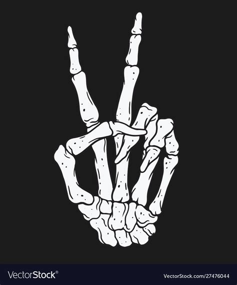Skeleton Hand Making Peace Sign Gesture Royalty Free Vector