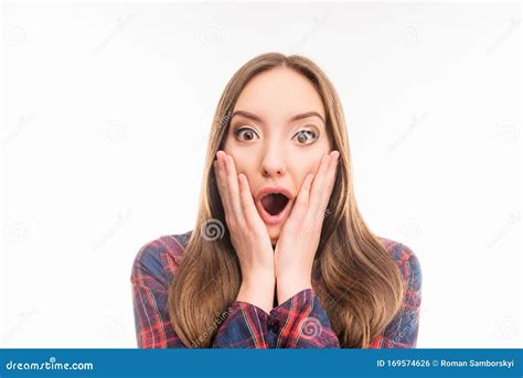 Surprised Woman Shocked Put Her Hand To The Face And Open Mouth Stock Photo Image Of Hair