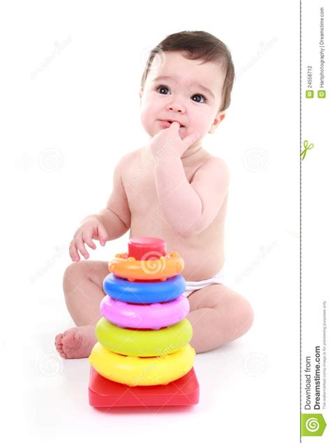 Baby Thinking Stock Photo Image Of White Isolated