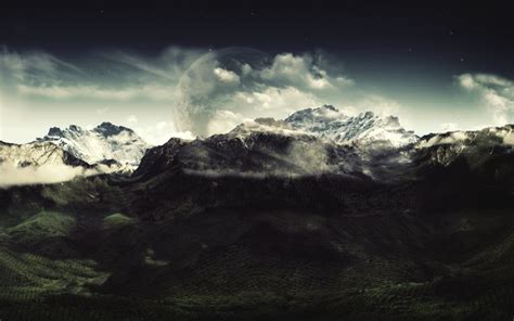 2560x1600 Mountain Clouds Dark Nature Landscape Wallpaper