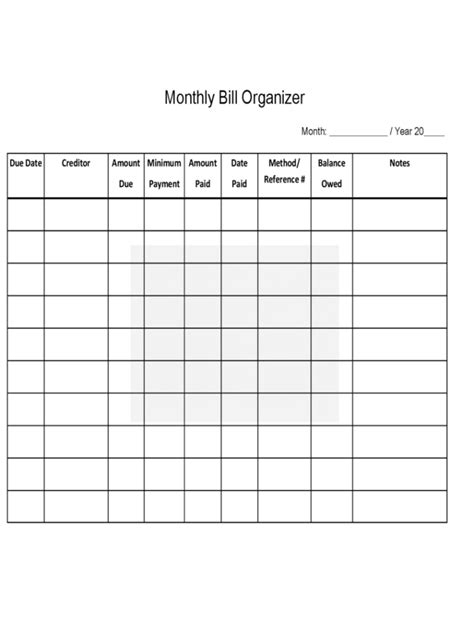 Bill Organizer Spreadsheet Professionally Designed Templates
