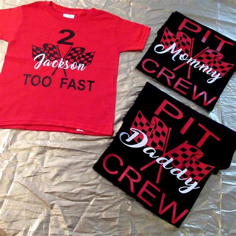 Are you looking for a birthday gift or christmas gift for a jdm lover, petrolhead, gearhead or race car then this is your burnout shirt if your fast car was built for racing and drifting. Race Car Pit Crew Family Birthday Vinyl Shirt Set, racing ...