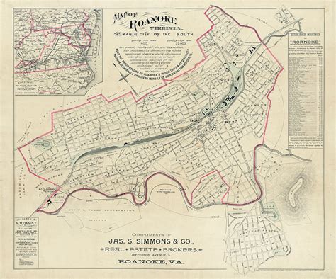1890 Map Of Roanoke Virginia Etsy