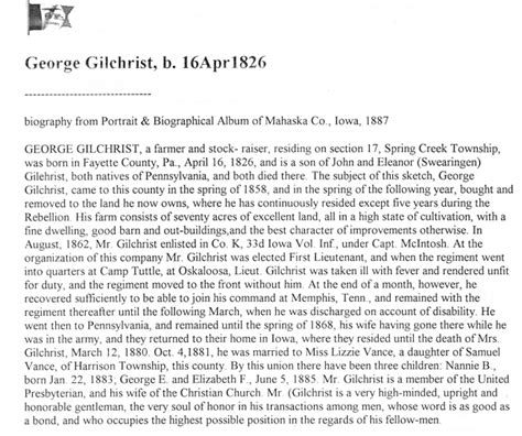 George Gilchrist Born 1826