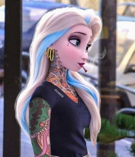 Elsa Thawed Out Punk Disney Characters Punk Disney Princesses Disney Princess Tattoo