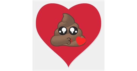 Poop Heart Love Emoji Heart Sticker Zazzle