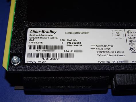 2020 Allen Bradley 1756 L85e Series B Processor Controllogix 40mb Ebay