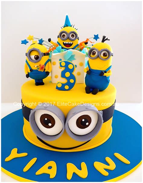 Minions make a fabulous theme for children's birthday parties for boys another wonderful design from hot mama's cakes features three minions on top on a single tier. Minions Kids Birthday Cake in Sydney, exclusively designed by EliteCakeDesigns