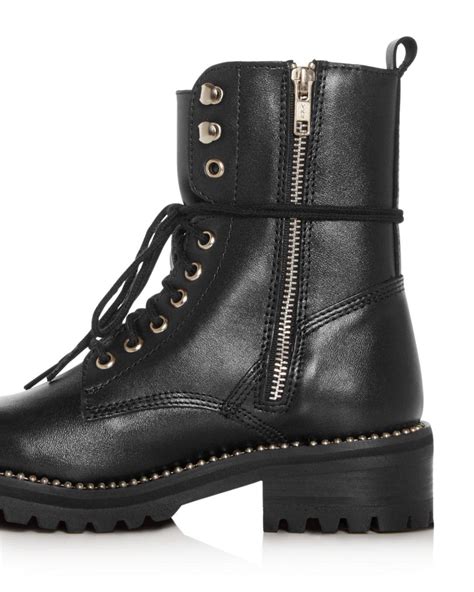 Aqua Leather Womens Jax Combat Boots In Black Lyst