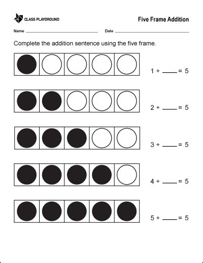 Five Frames And Comparing Numbers Kindergarten Worksheet