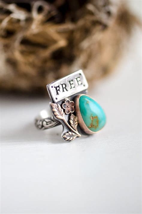 Sterling Songbird Ring Natural Turquoise By Shophedgerowrose