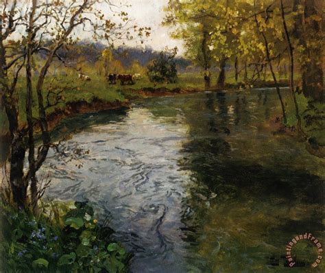 Fritz Thaulow Landscape with Cows by a Stream painting - Landscape with ...