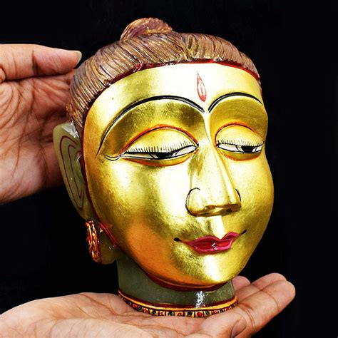 Amazing Aventurine Painted Enamel Work Carved Buddha Head