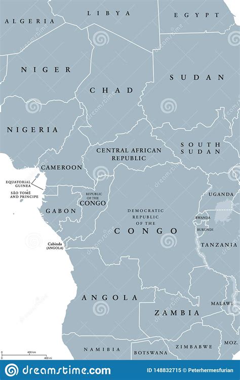Central Africa Region Political Map Stock Vector Illustration Of