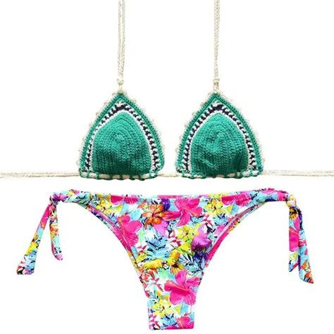 Buy 2018 Micro Halter Crochet Thong Bikini Set Women Tassel Swimsuit Swimwear