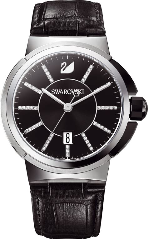Swarovski 1094350 Mens Calfskin Leather Strap Watch 42mm
