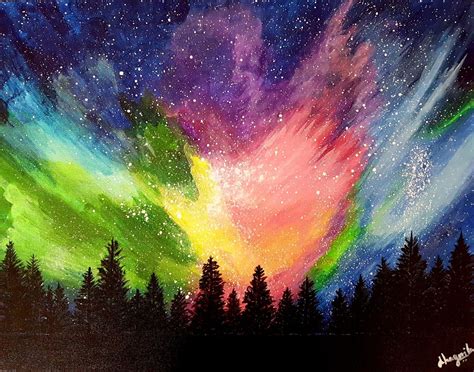 Captivating Northern Lights Acrylic Painting