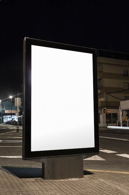 Free Photo Vertical Blank Billboard On Street At Night