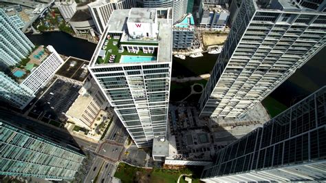 Downtown Miami Skyscrapers By Aerial Drone Stock Video Footage