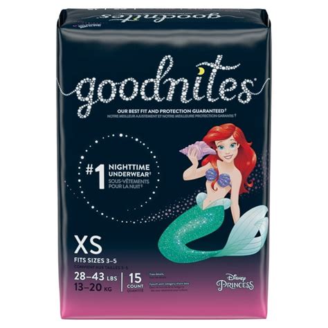Goodnites Girls Nighttime Bedwetting Underwear Xs 28 43 Lb 15 Ct