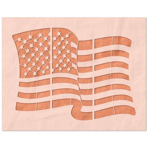 Detailed Waving American Flag Stencil American Flag Painting