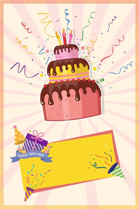 Cute Cartoon Cake Warm Birthday Party Background Material Cartoon