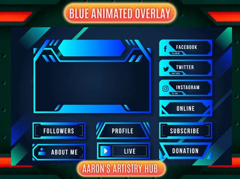 Animated Blue Twitch Overlay Package Comprehensive Stream Overlay Pack