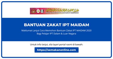 Pemohon perlu mencetak borang yang telah diisi dan menghantar ke ibu pejabat maidam ( bagi pelajar luar negara) atau pusat urusan zakat daerah. Permohonan Bantuan Zakat IPT Dalam & Luar Negara MAIDAM 2020