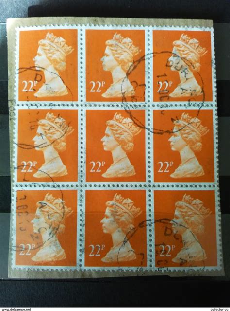 Rare 22p Great Britain Elizabeth Ii 9 All Sheet On Paper Envelope Stamp