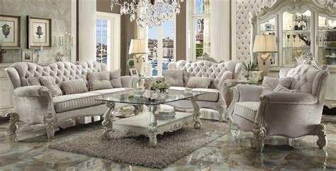 52105 Acme Versailles Living Room Collection Ivory Velvet Finish
