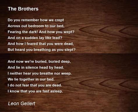 the brothers poem by leon gellert poem hunter