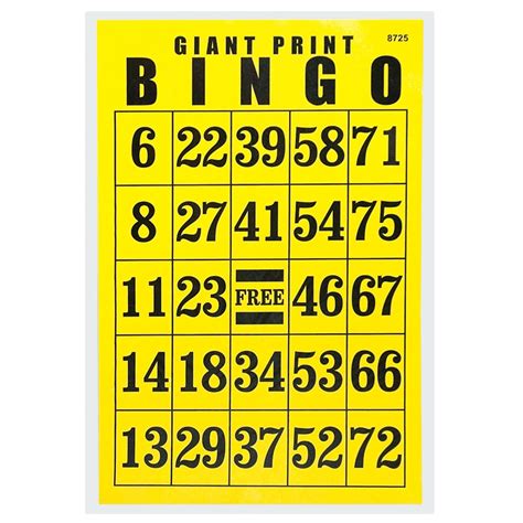 Maxiaids Giant Print Bingo Card Black On Yellow Background