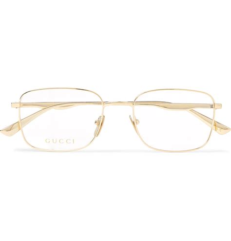 Gucci Velvet Square Frame Gold Tone Optical Glasses In Metallic For Men